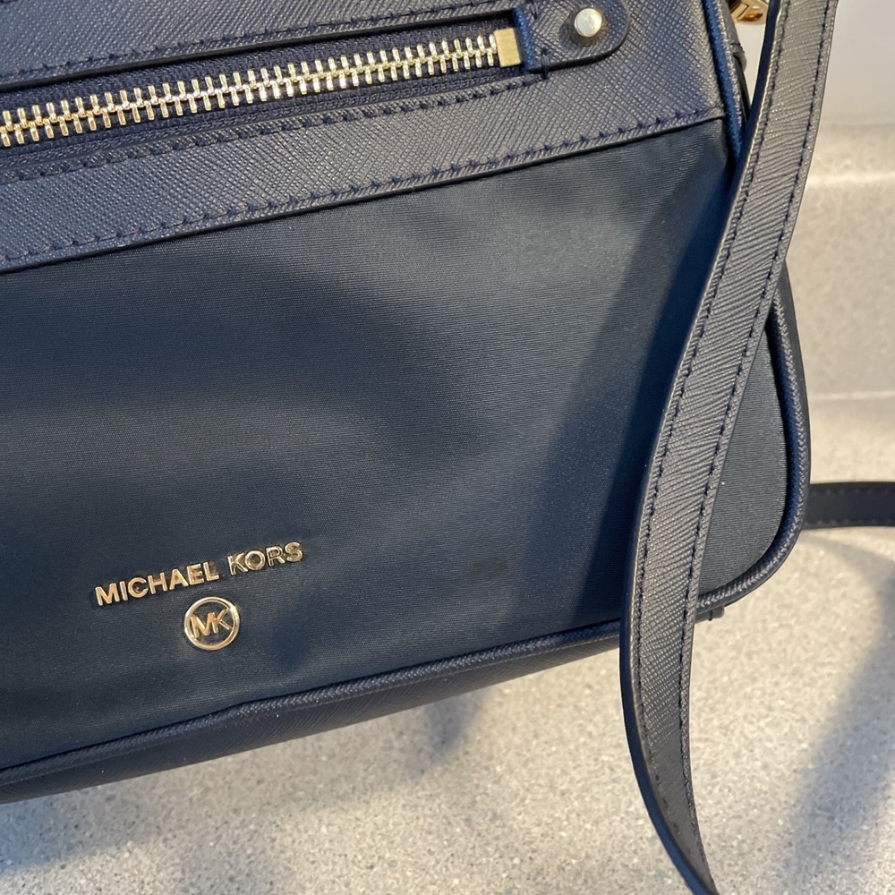 Michael Kors Nylon Crossbody Bag Gabardine Jet Set Travel Rich Blue - Picture 3 of 8
